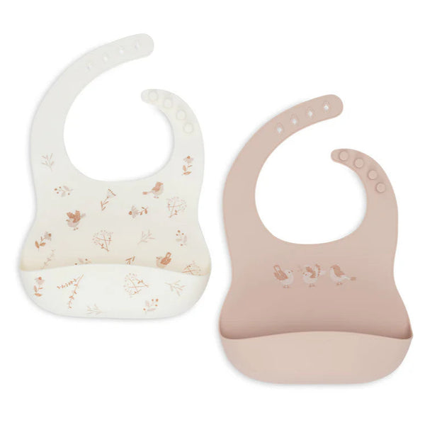 2-pack Siliconen Slabben - Lovely Birds