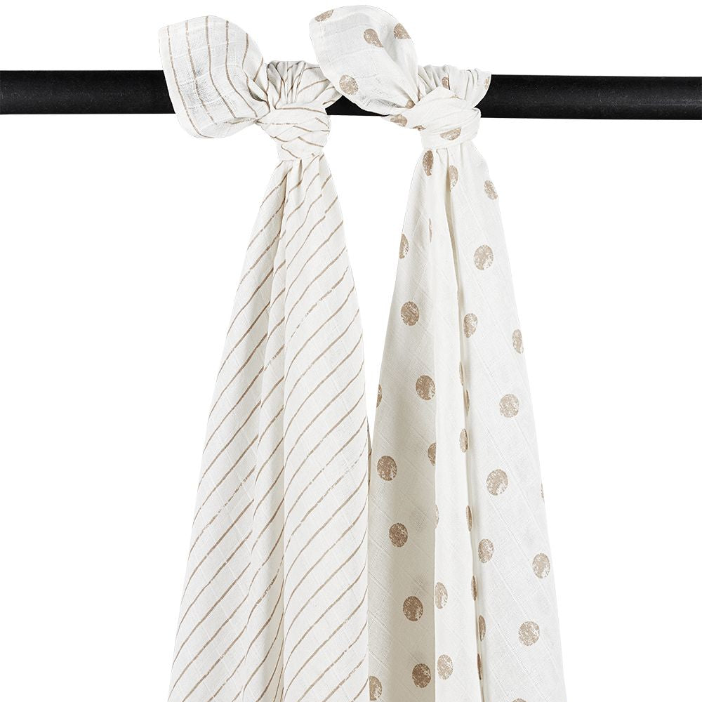 Swaddle 120x120cm 2-pack - Dot Stripe Sand