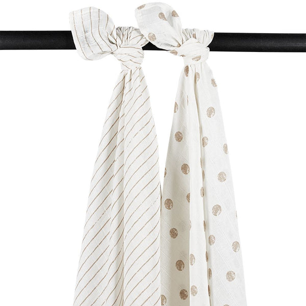 Swaddle 120x120cm 2-pack - Dot Stripe Sand