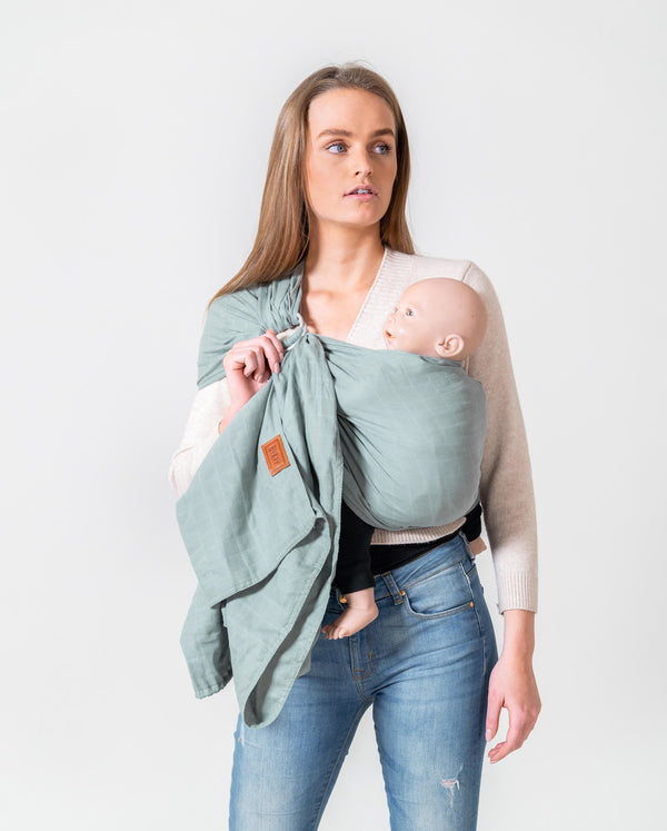 Ringsling Minty Grey - 100% organic hydrofiel katoen
