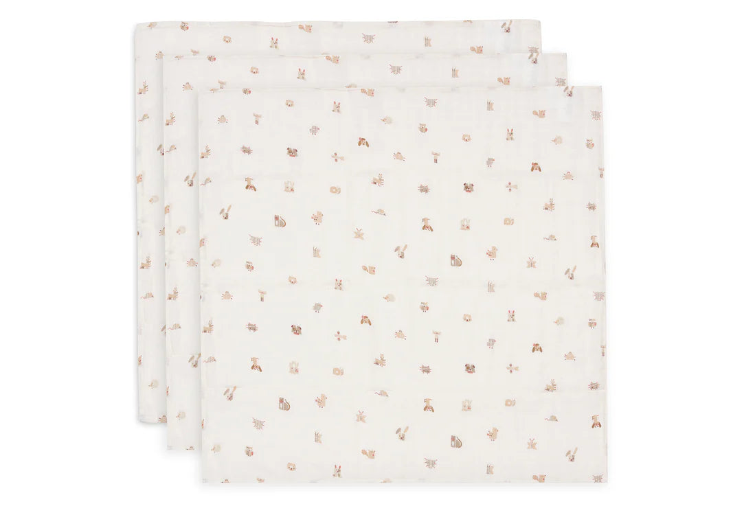 Jollein hydrofiele doeken 3-pack - 70x70 cm (diverse designs)