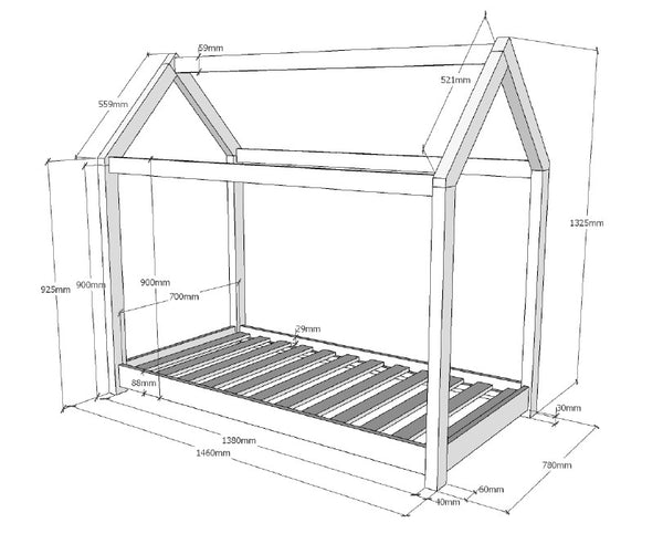 Cabane Toddler Bed 70x140 - White