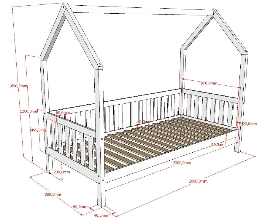 Cabane huisbed 90x200 cm - Natuur