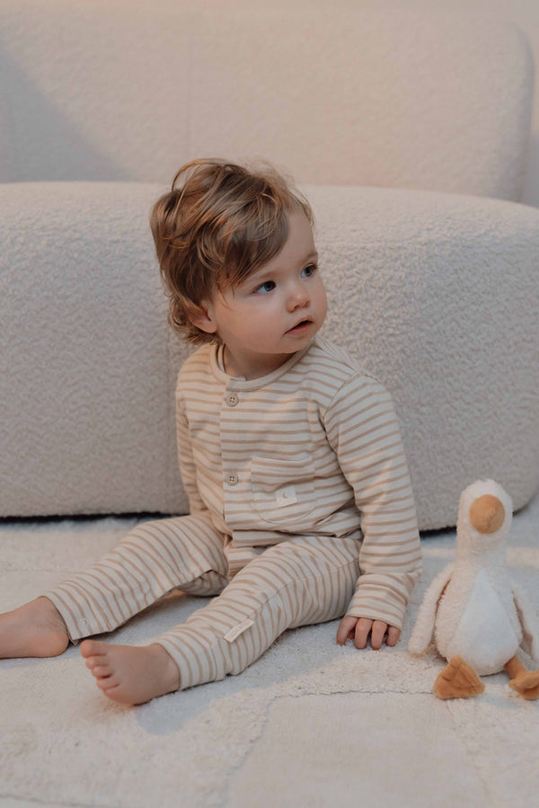 Eendelige Pyjama Natural Stripes - 74/80 (6-12 maanden)