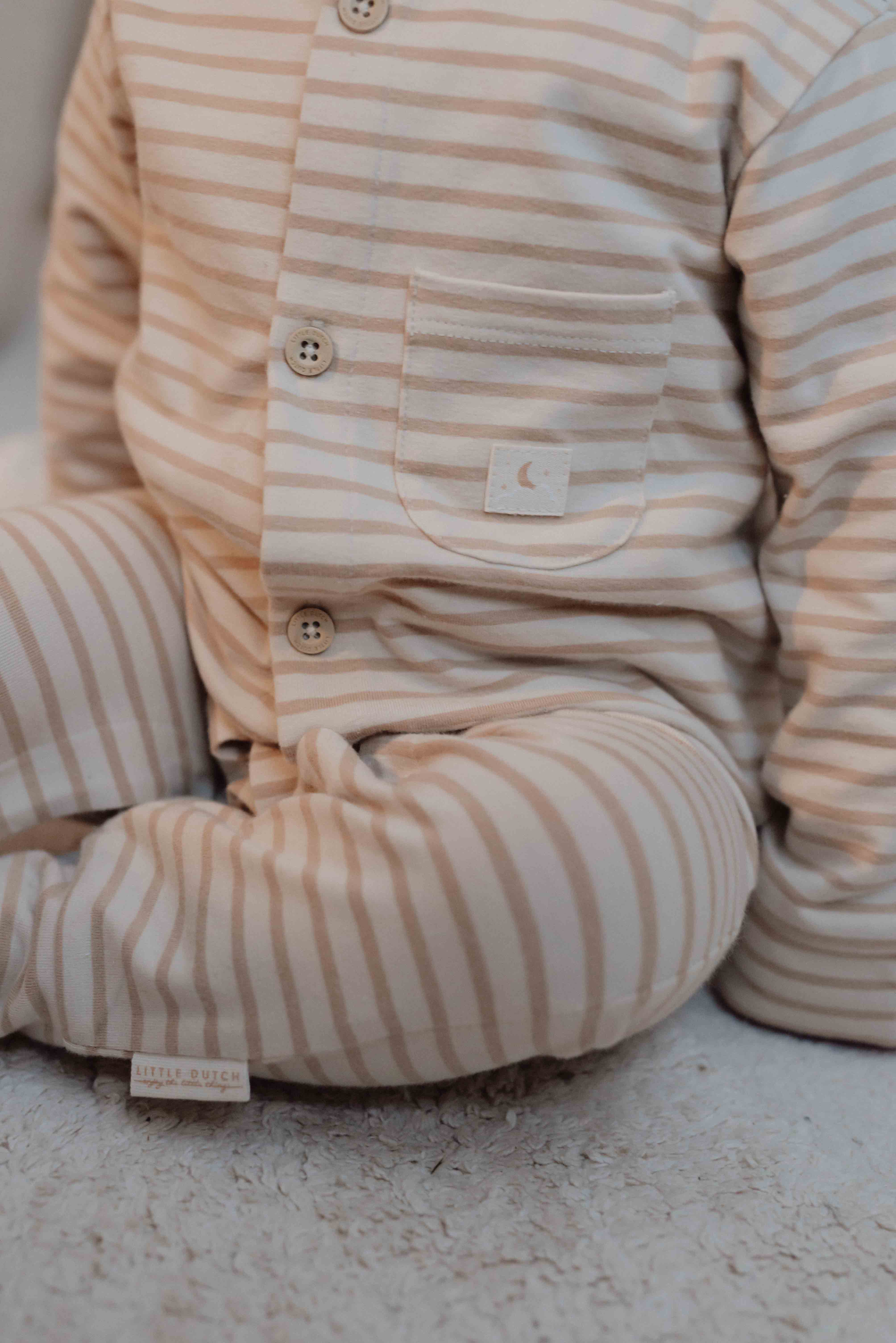 Eendelige Pyjama Natural Stripes - 74/80 (6-12 maanden)