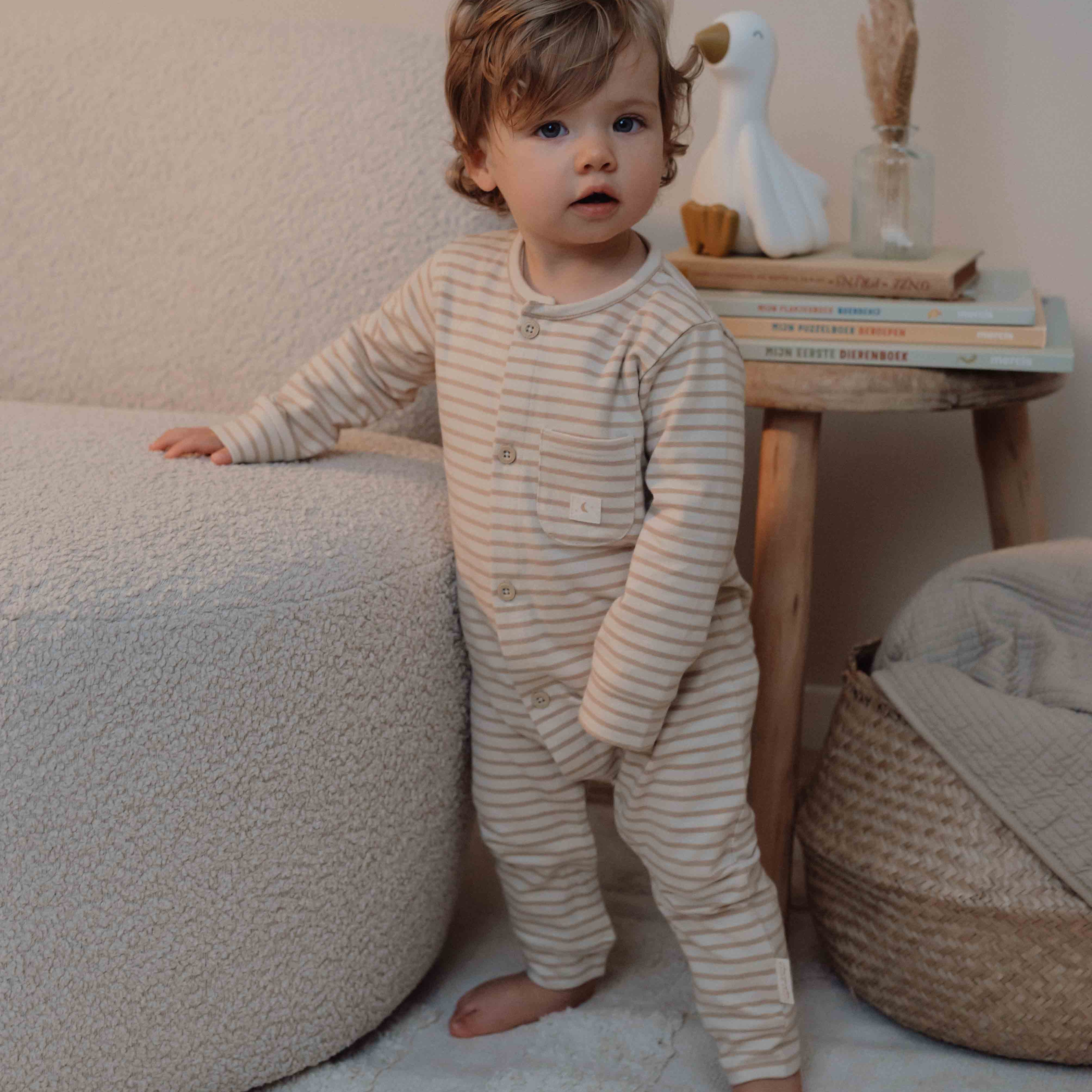 Eendelige Pyjama Natural Stripes - 74/80 (6-12 maanden)