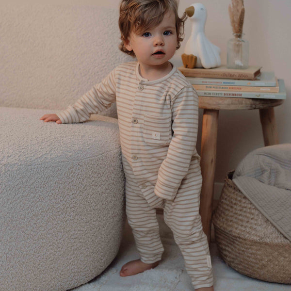 Eendelige Pyjama Natural Stripes - 74/80 (6-12 maanden)