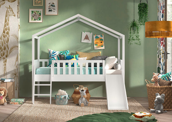 Huisbed Dallas met glijbaan 90x200 - Wit
