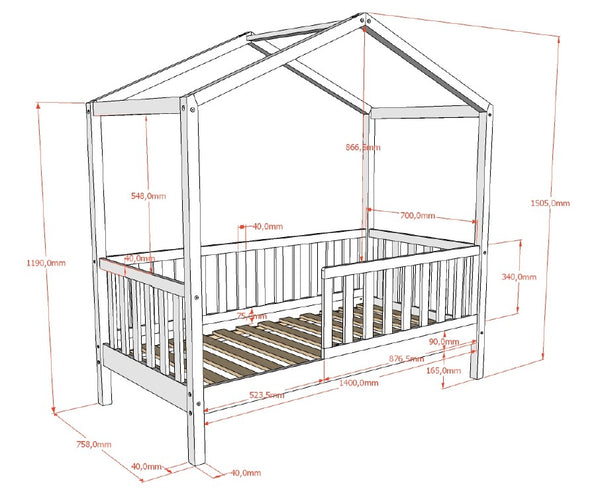 Dallas House Bed Toddler Bed 70x140 cm - Natural