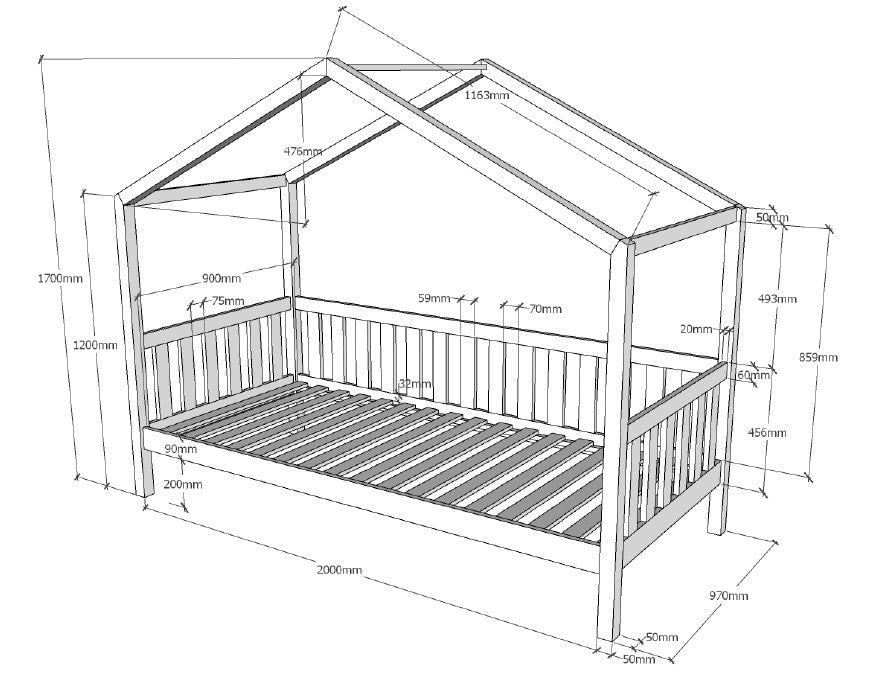 Huisbed Dallas 90x200 cm - Wit
