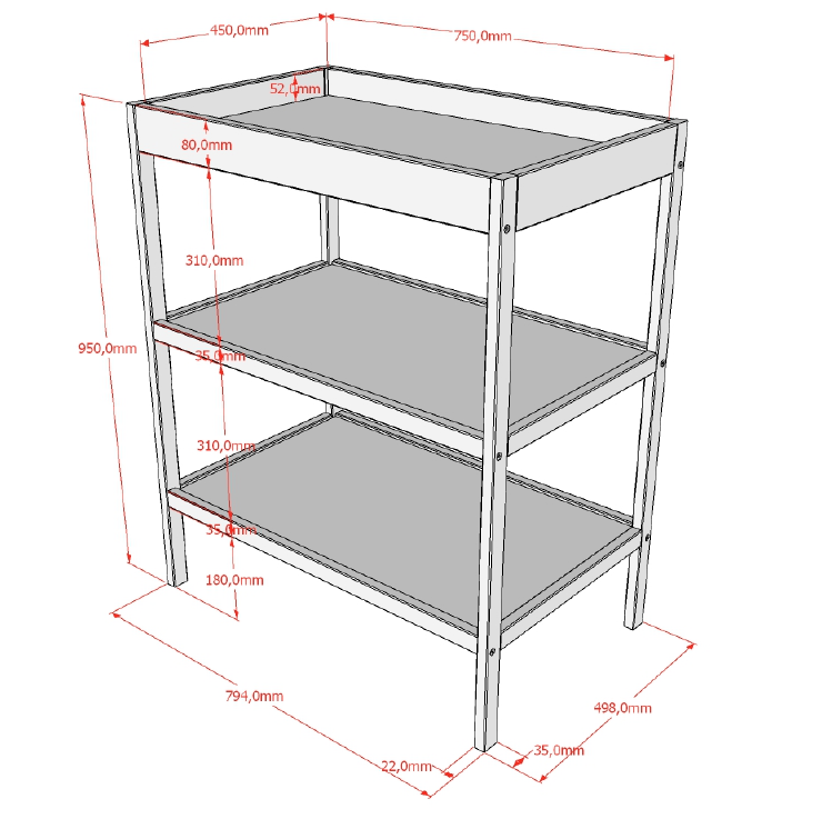2-delige Babykamer Dino (bed en commode) - Nature of Wit