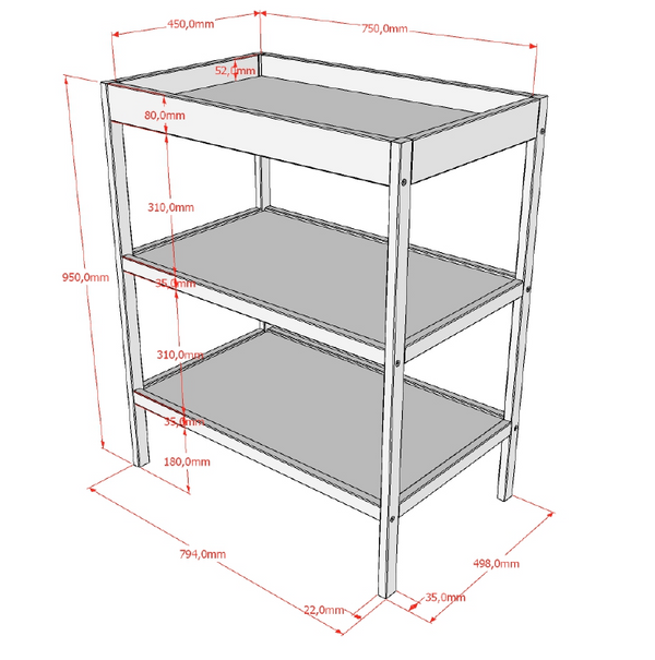 2-delige Babykamer Dino (bed en commode) - Nature of Wit