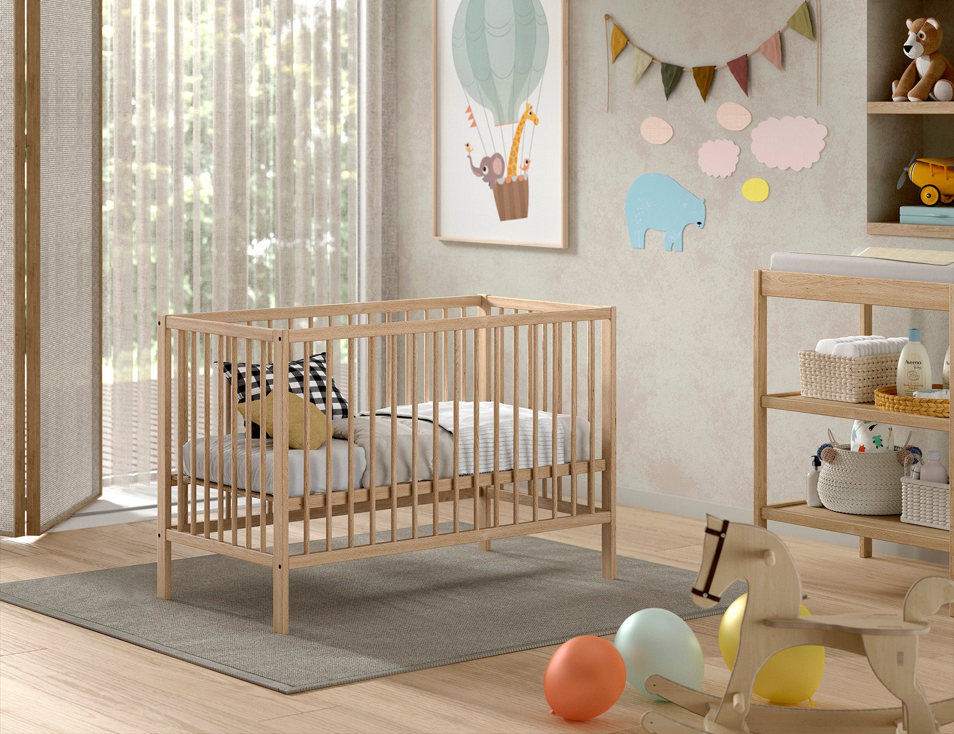 2-delige Babykamer Dino (bed en commode) - Nature of Wit