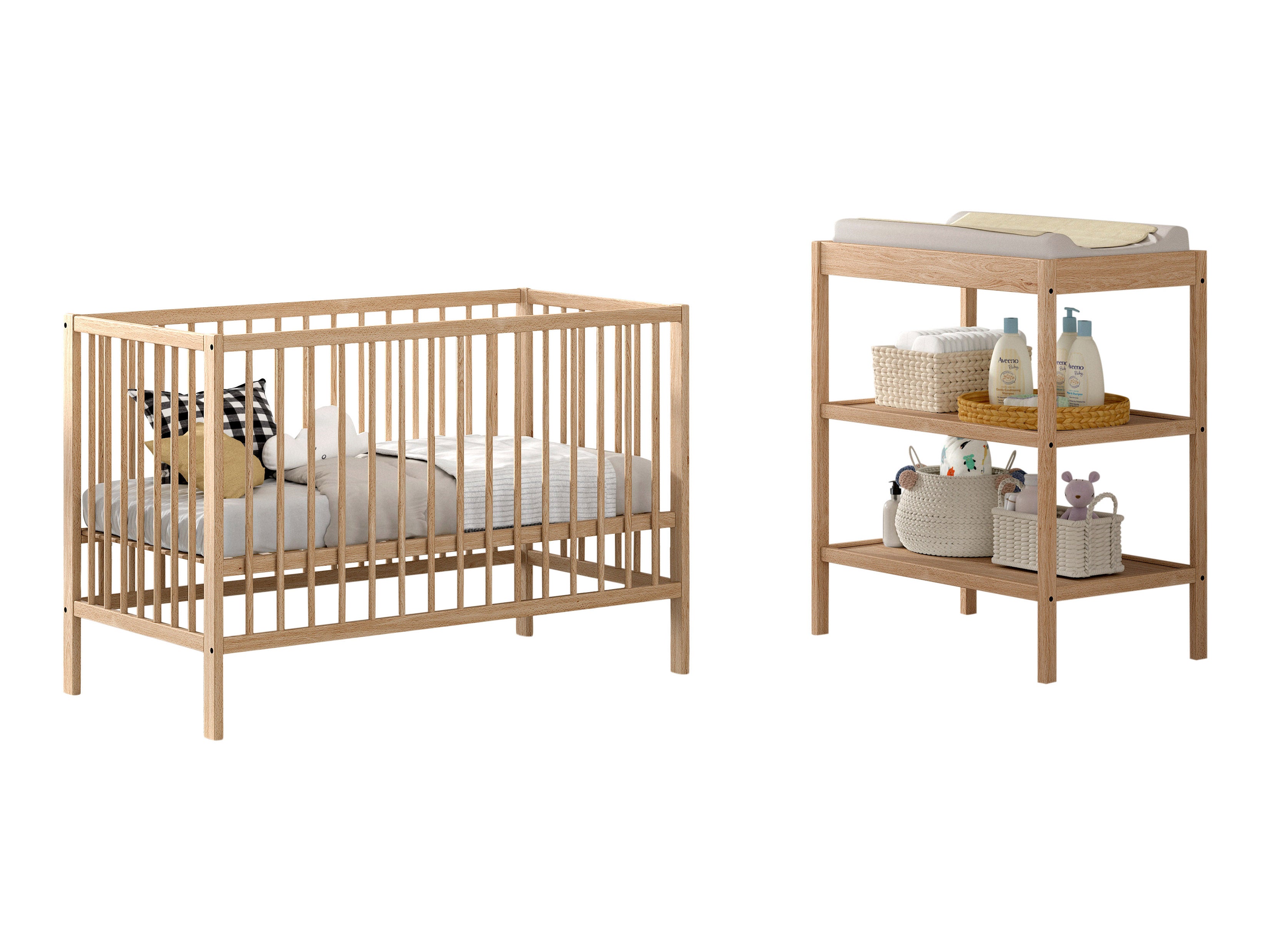 2-delige Babykamer Dino (bed en commode) - Nature of Wit