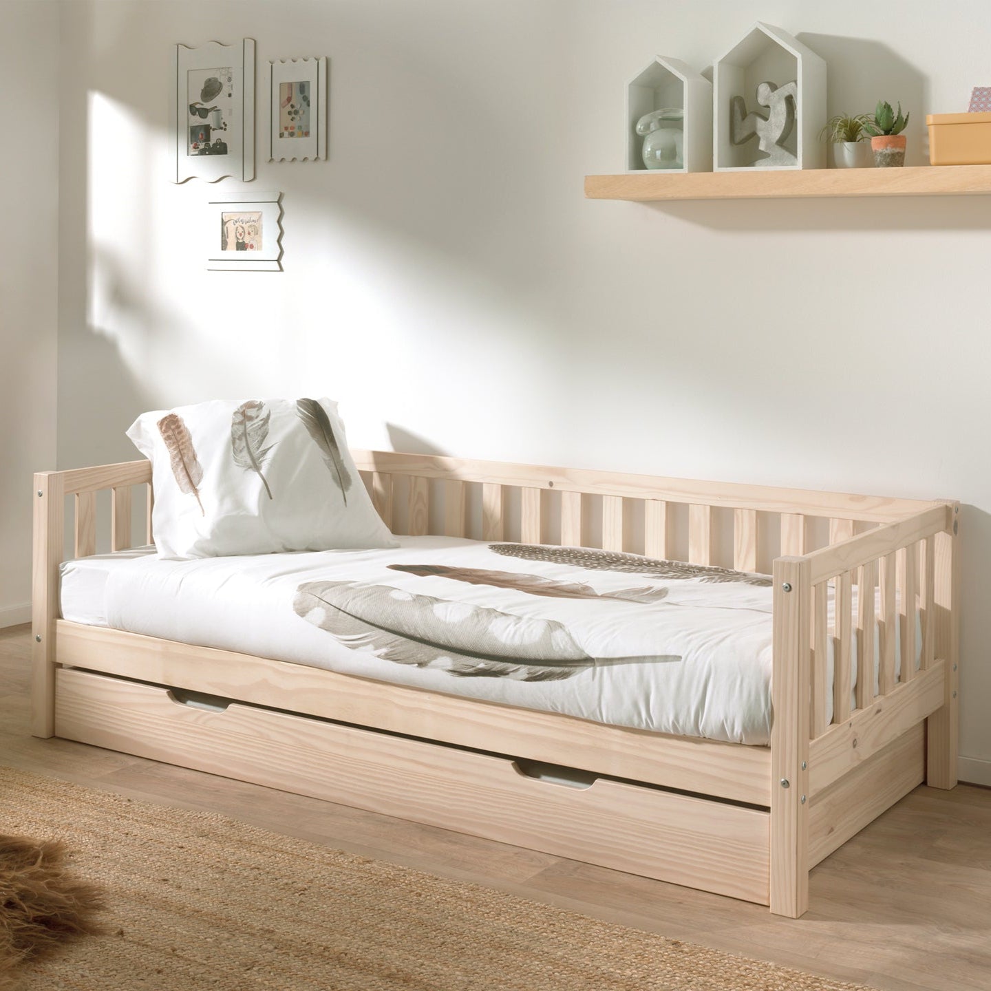 Fritz Kajuitbed met of zonder opberglade 90x200 - Naturel