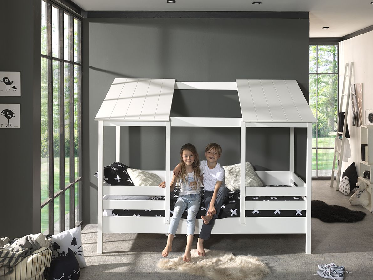Huisbed met 2 dak panels 90x200 cm