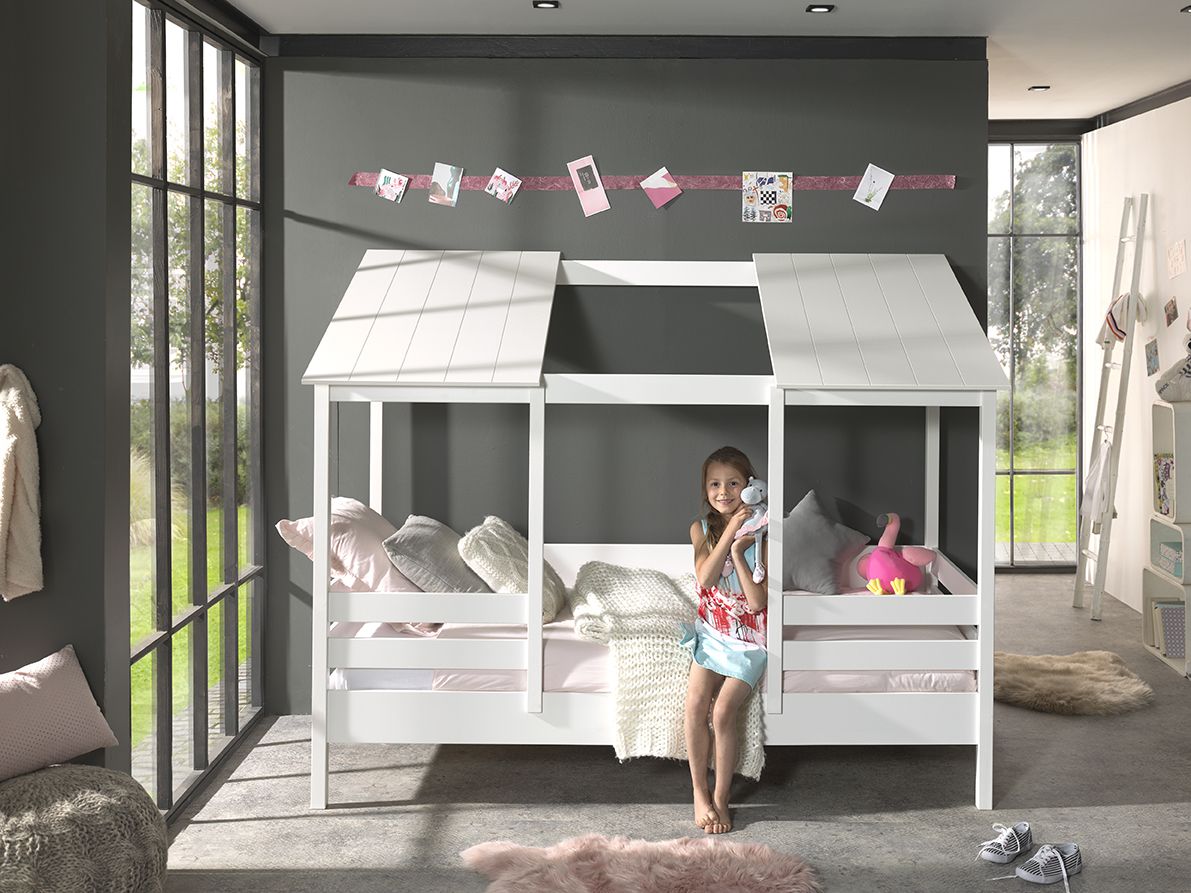 Huisbed met 2 dak panels 90x200 cm