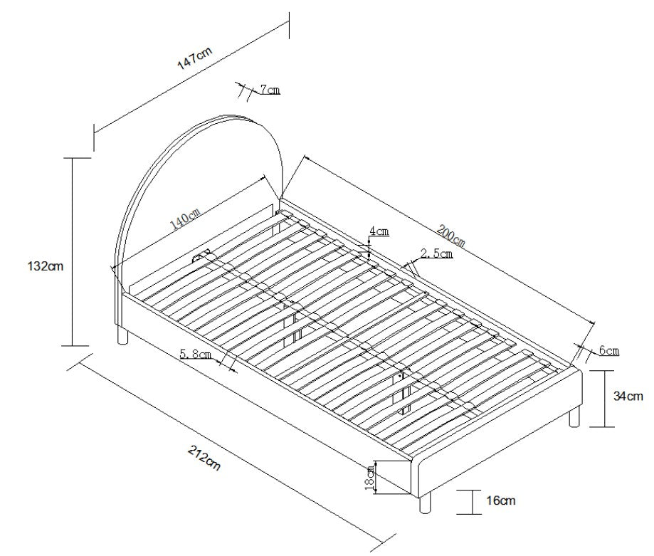 Moon bed 140x200 - Wit