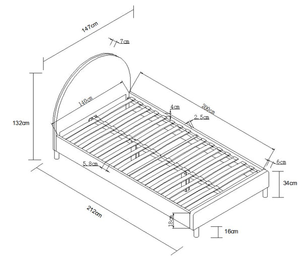 Moon bed 140x200 - Wit