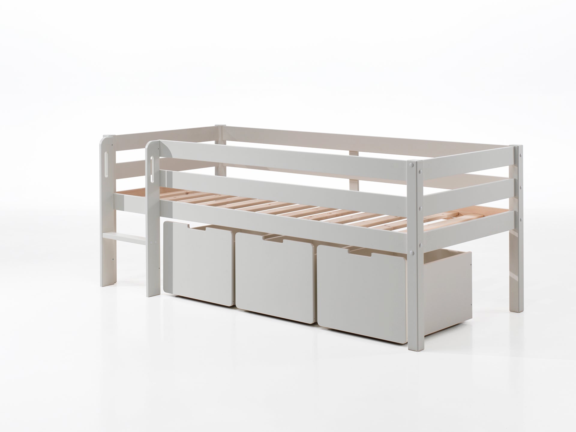 Pino halfhoogslaper inclusief 3 opbergladen 90x200 cm