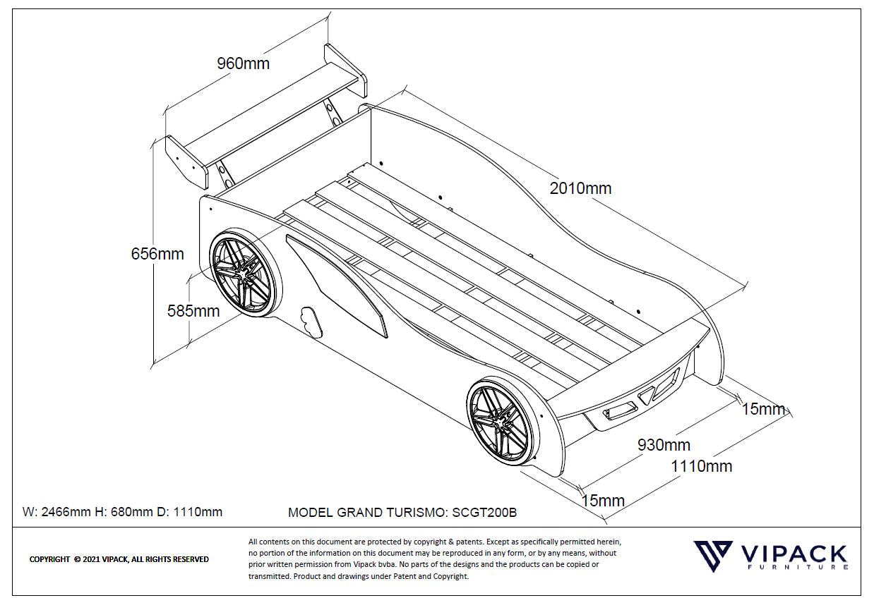 Grand Turismo auto 90x200 cm