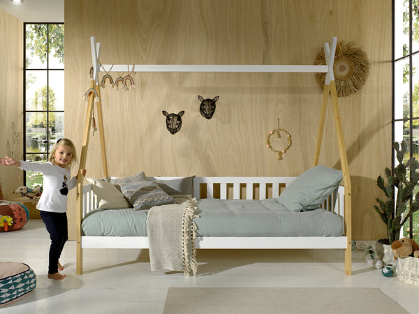 Tipi bed with fence with or without matching drawer 90x200
