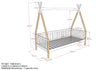 Tipi bed with fence with or without matching drawer 90x200