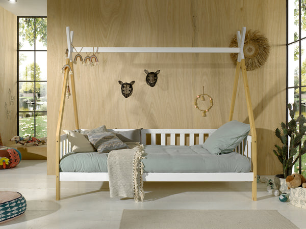 Tipi bed with fence with or without matching drawer 90x200