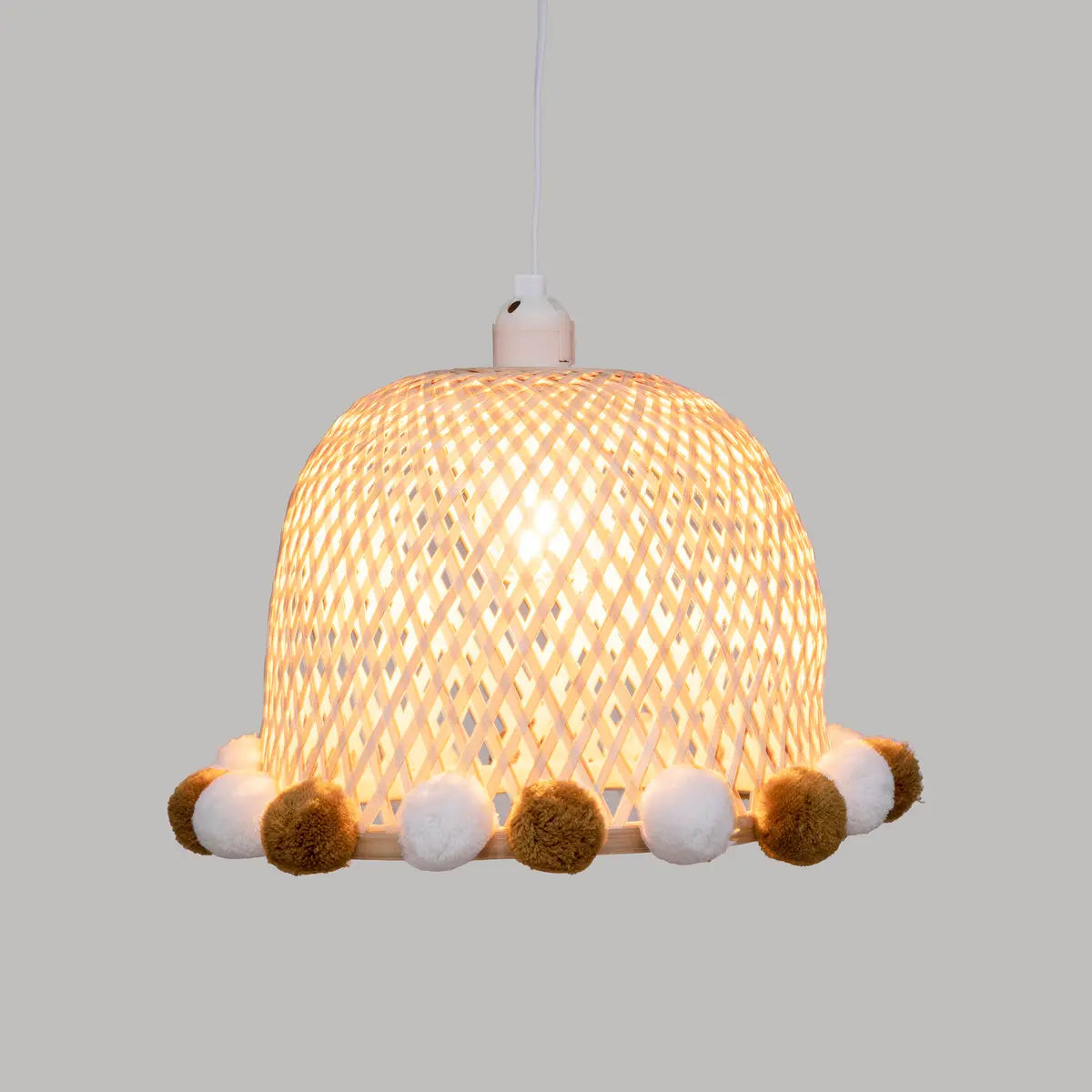 Lamp bamboe pompons