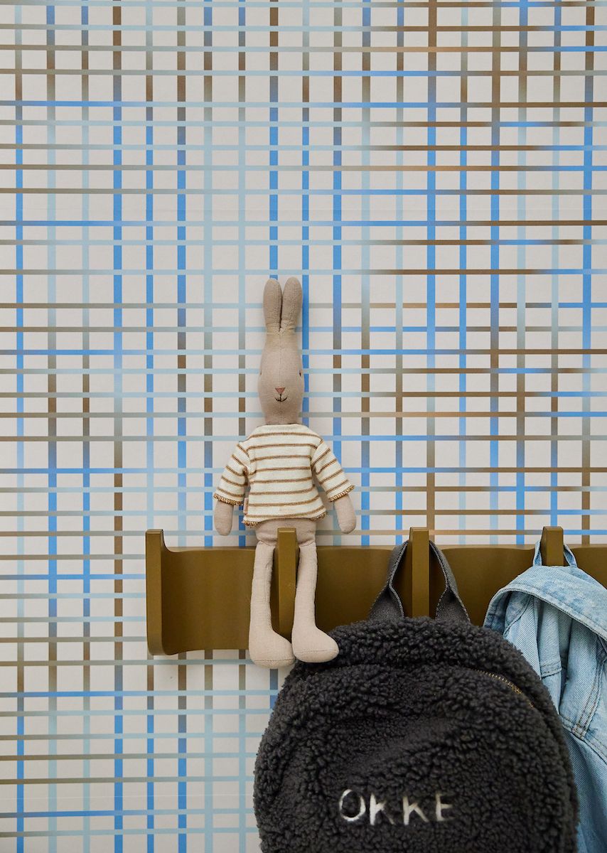 Behang Grid (blauw of roze)