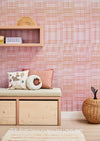 Behang Grid (blauw of roze)