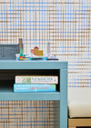 Behang Grid (blauw of roze)