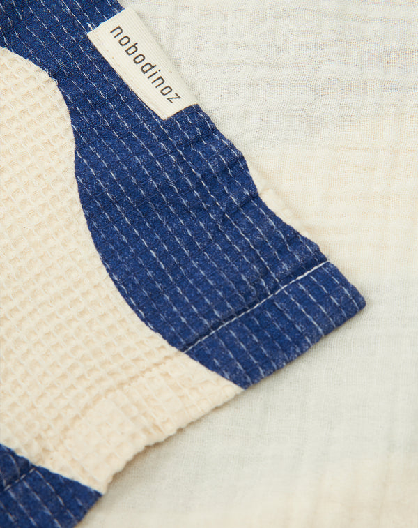 Nobodinoz Poncho - Blue Waves Waffle (3-6 jaar)