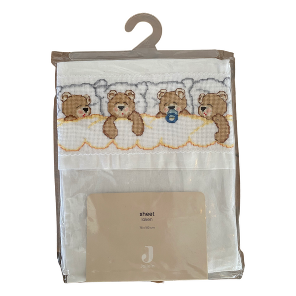 Embroidered crib sheet (unique item - handicraft)