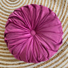 Decorative pillow bright pink/purple velvel round