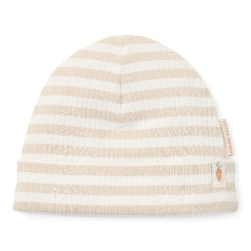 Newborn mutsje - Stripe Sand/White