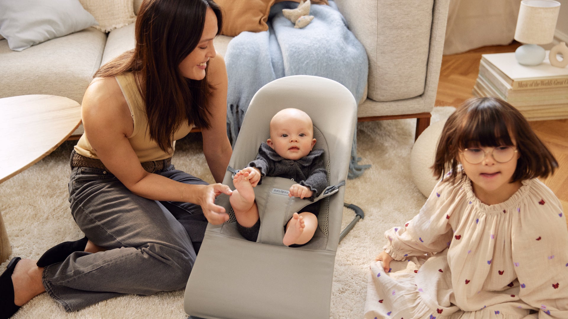 Wipstoel Bliss (0-2 jaar) - Tri-fabric Soft Sand Grey (2-in-1)