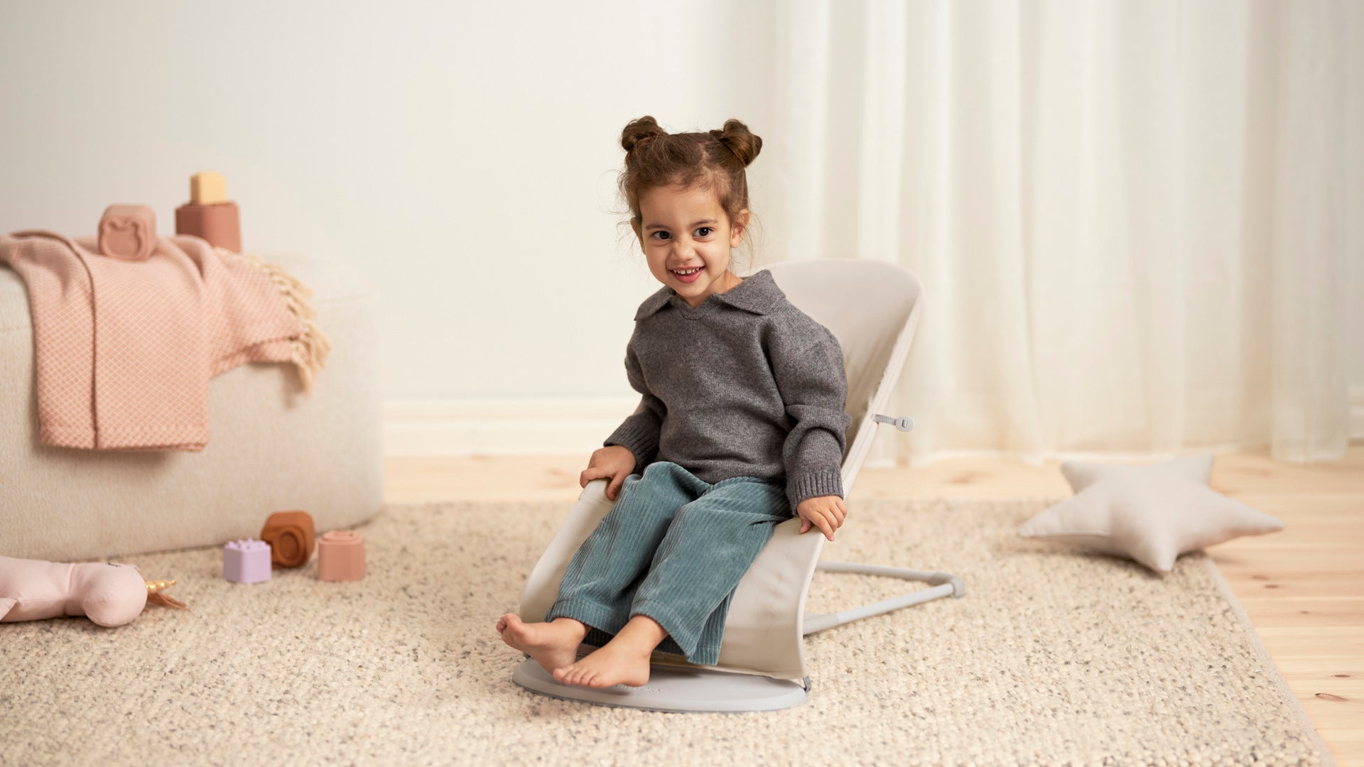 Wipstoel Bliss (0-2 jaar) - Tri-fabric Soft Light Beige (2-in-1)