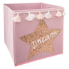 Pink storage box with pompoms