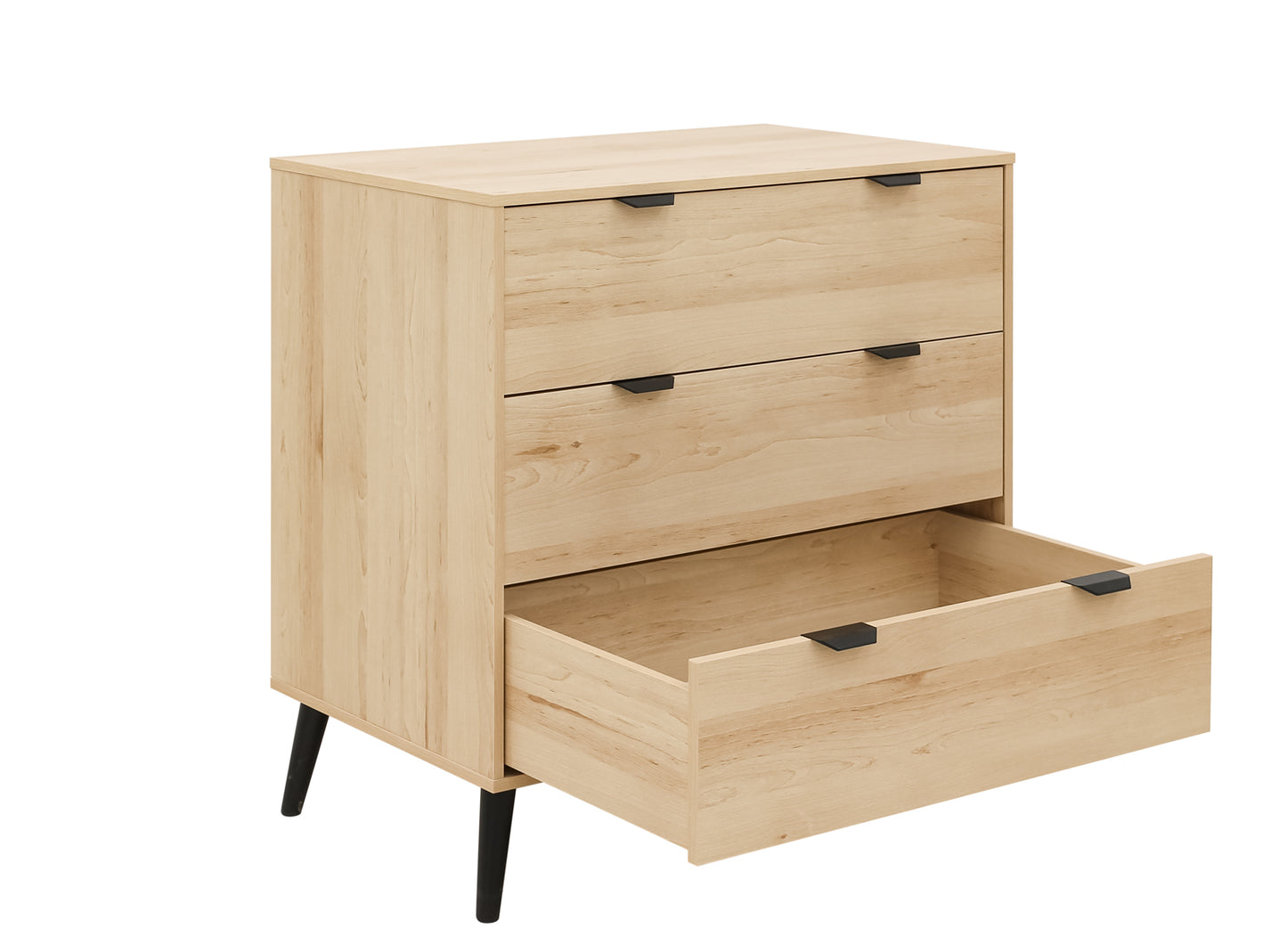 Toi Toi Kids Fay chest of drawers with 3 drawers - Natural / Matte Black
