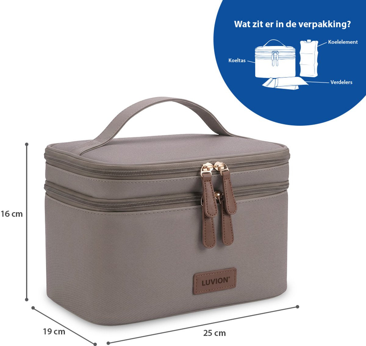 Luxe geïsoleerde kolftas met koelelement - Taupe