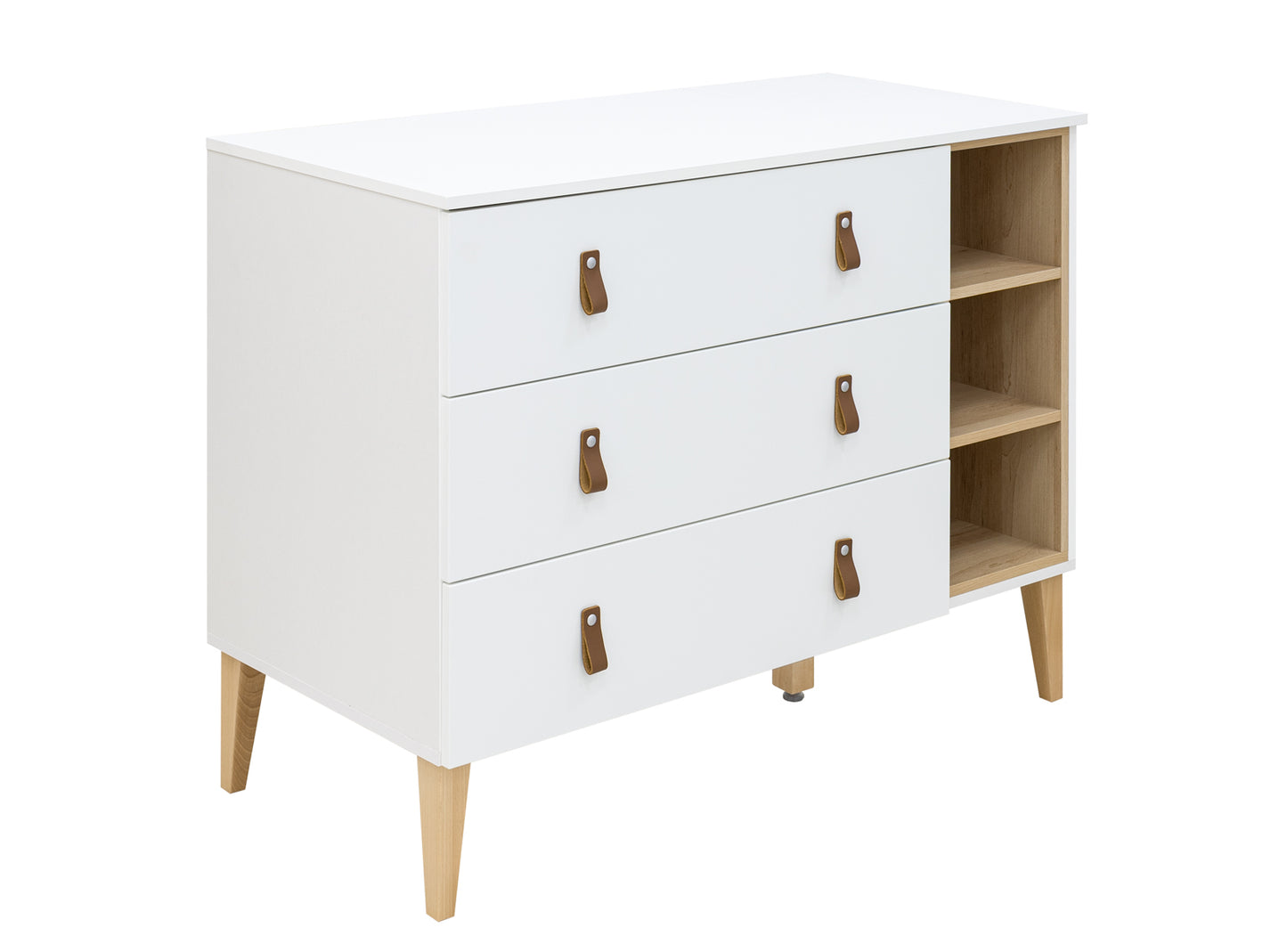 Bopita Indy XL commode met 3 laden - Wit/Naturel