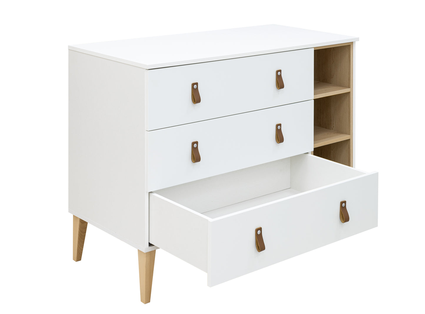 Bopita Indy XL commode met 3 laden - Wit/Naturel