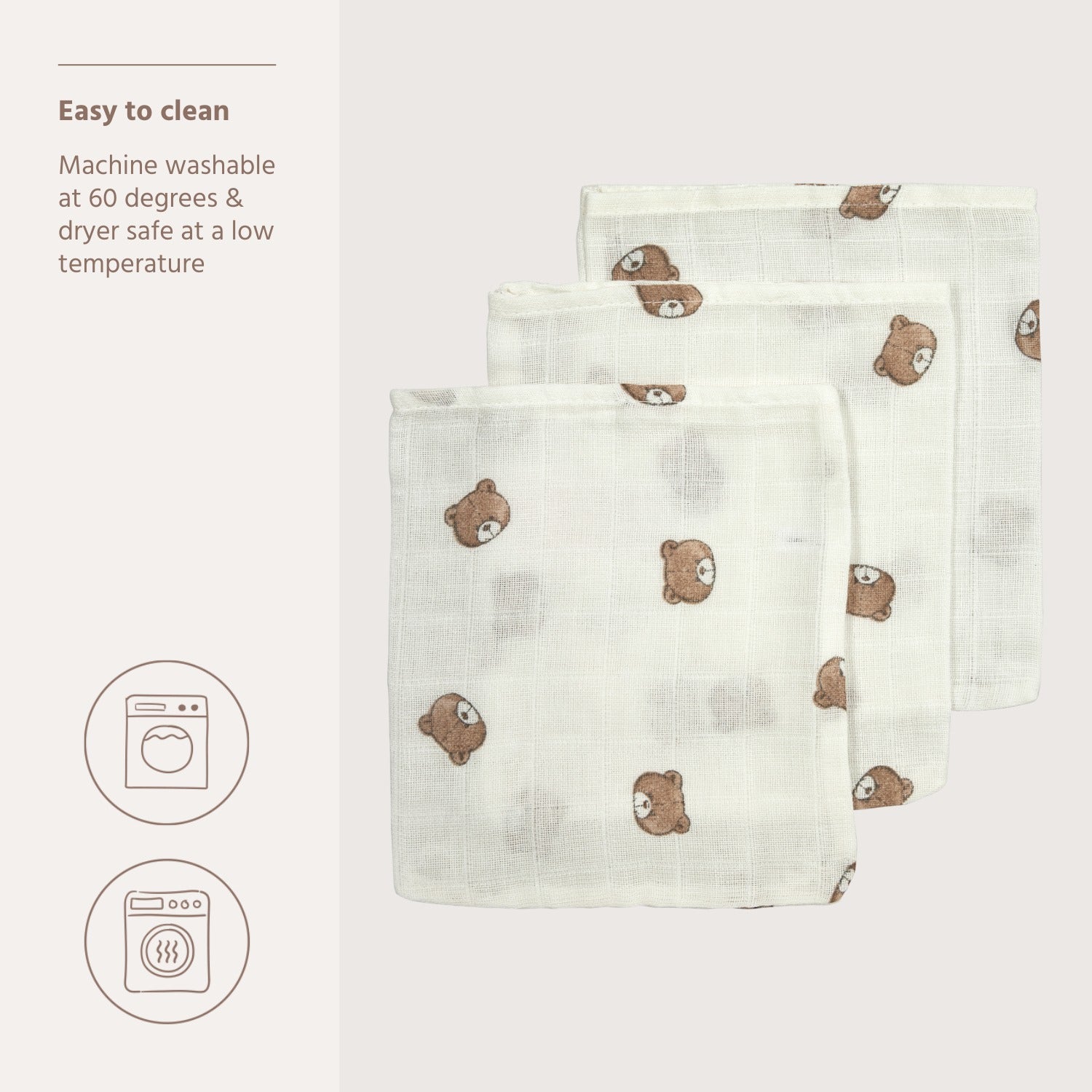 Hydrofiele washandjes 3-pack - Bear
