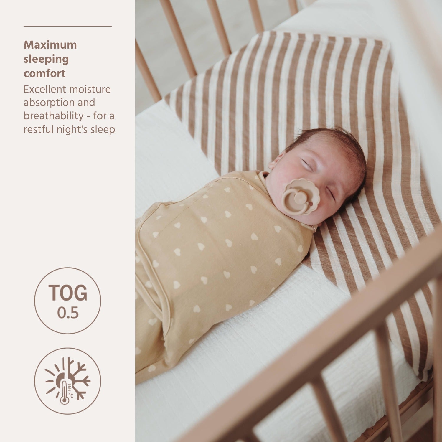 Swaddle 0 - 3 maanden - Sweet Heart Soft Sand