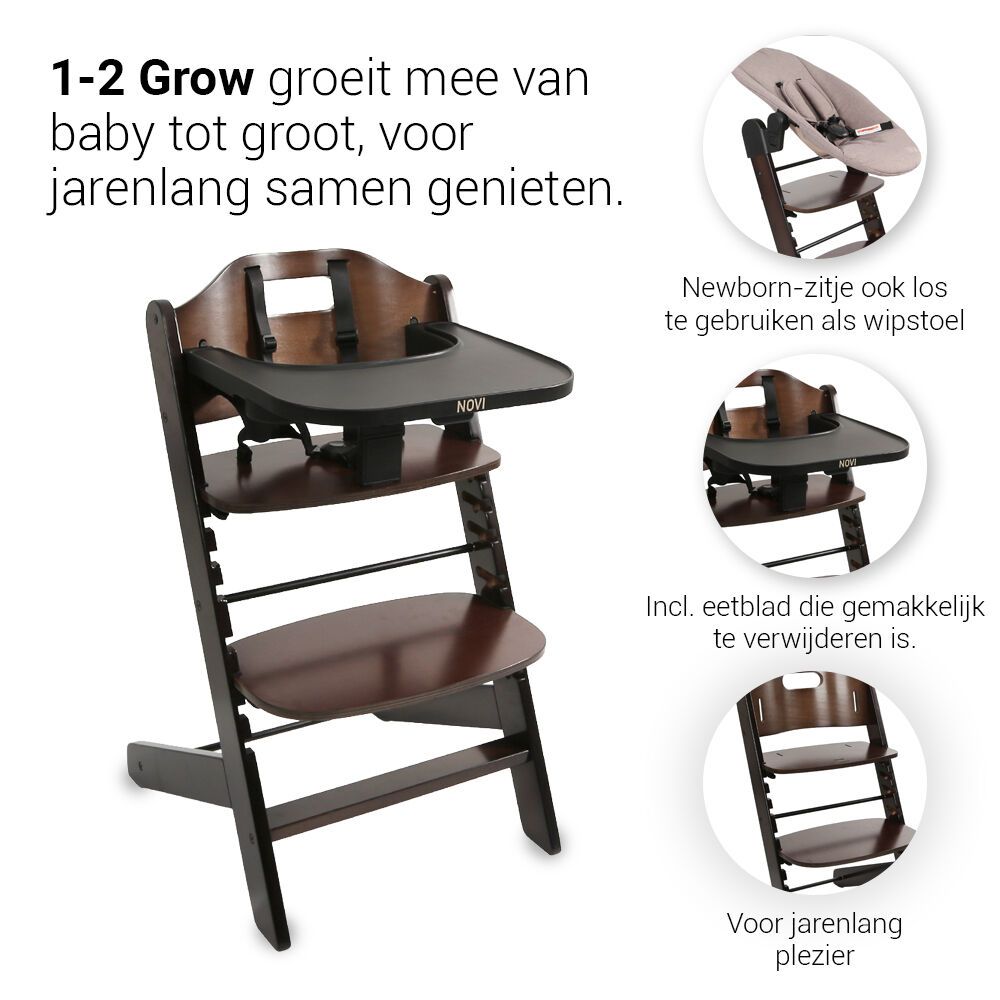Novi Baby 1-2 Grow Kinderstoel - Walnut/Hazel