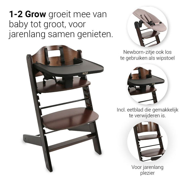 Novi Baby 1-2 Grow Kinderstoel - Walnut/Hazel