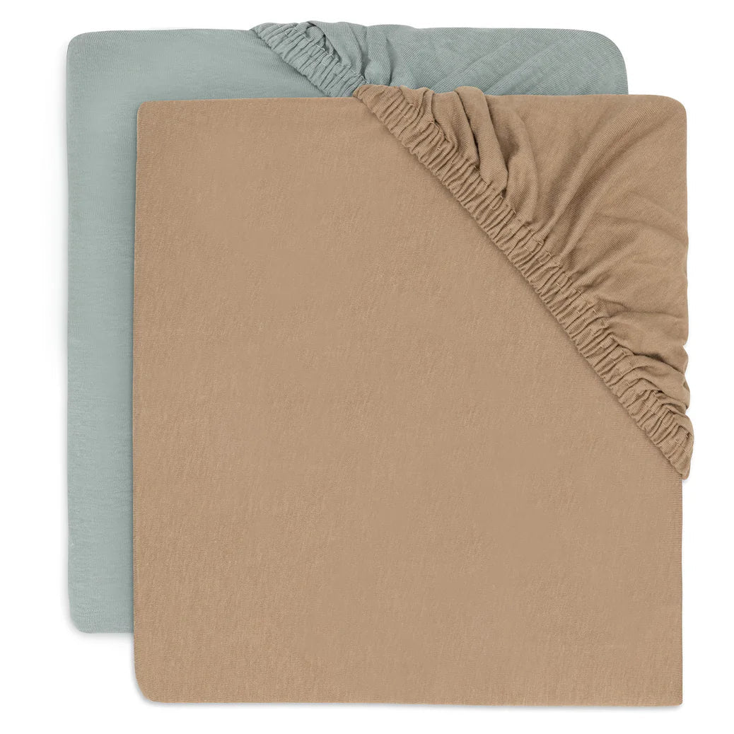 2-pack hoeslakens 60x120 - Sea Green/Biscuit