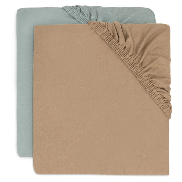 2-pack hoeslakens 60x120 - Sea Green/Biscuit