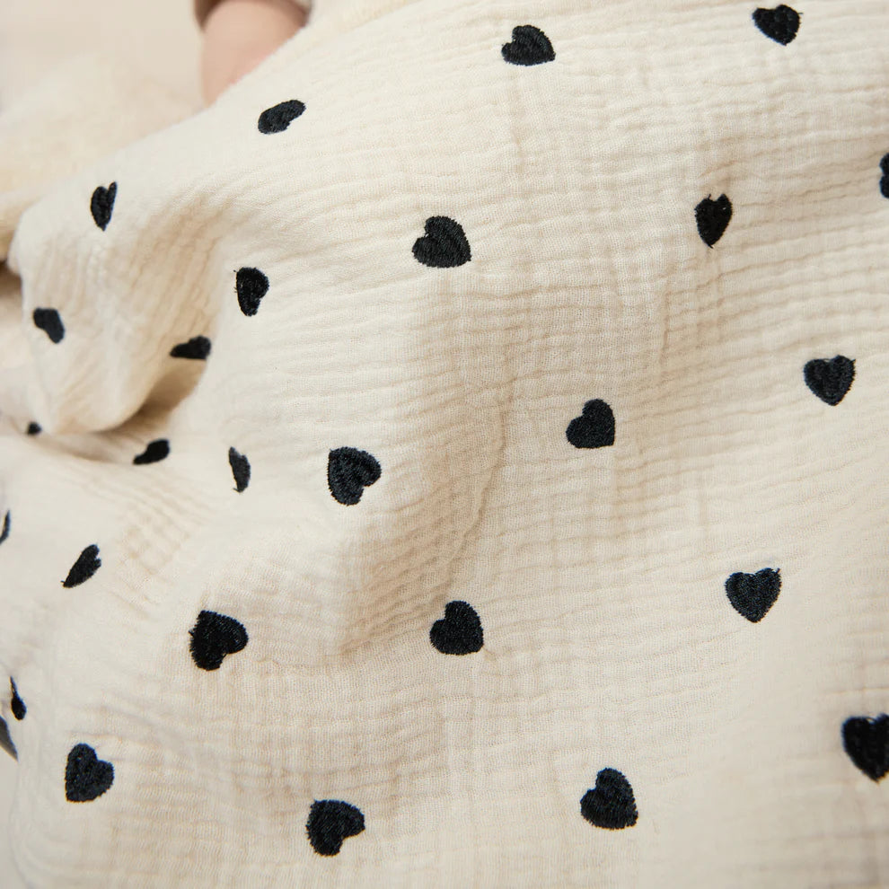 Wiegdeken Pre washed hydrofiel / badstof (75x100 cm) - Sweet Hearts